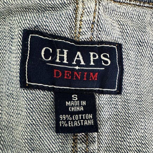 Chaps Stretch Denim Blazer Jacket Women’s Small 3/4 Sleeve Button Pockets - Picture 6 of 6
